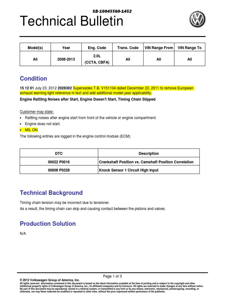 Technical Bulletin: Condition | PDF | Engines | Internal Combustion Engine