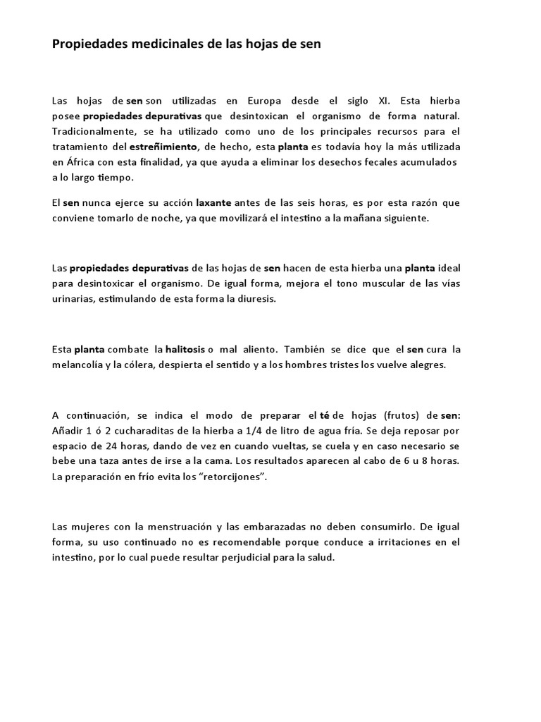 Propiedades Medicinales de Las Hojas de Sen PDF