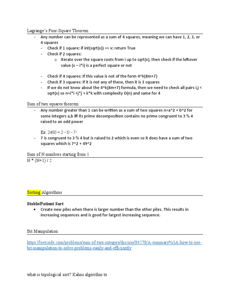 Stable/Patient Sort:  Bit-Manipulation-To-Solve-Problems-Easily-And-Efficiently, PDF, Square  Root