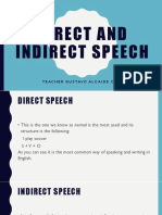 Direct and Indirect Speech: Teacher Gustavo Alcaide Cruz