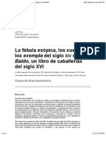 La Fabula Esopica Los Cuentos y Los Exempla Del Siglo Xiv en El Baldo Un Libro de Caballerias Del Siglo XVI PDF