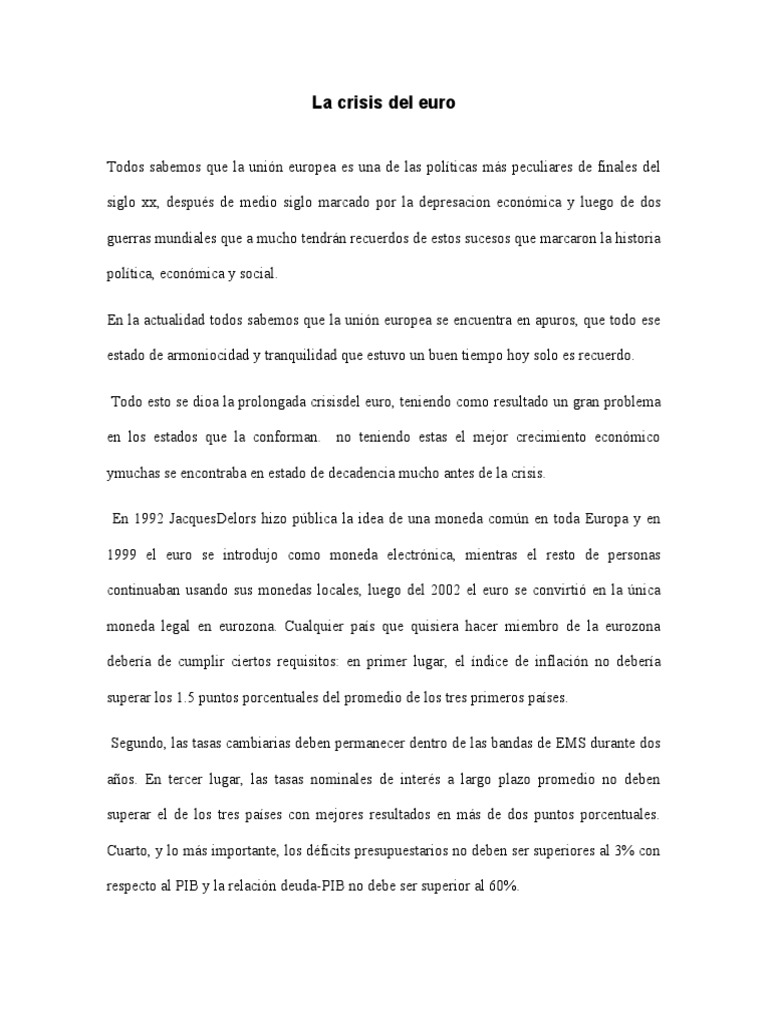 La Crisis Del Euro Jasir | PDF | Crisis de la deuda europea | Euro