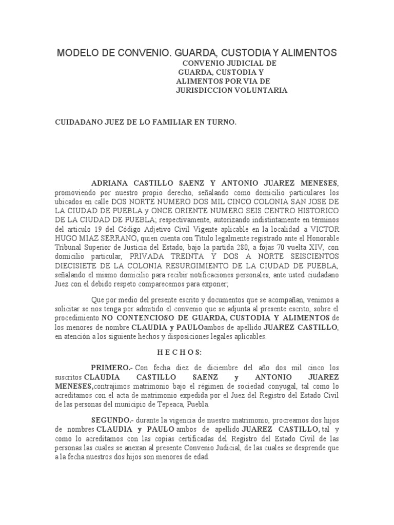 Modelo de Convenio | PDF | Pensión alimenticia | Instituciones sociales