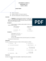 Grade 10 Math Sequence & Patterns Worksheet