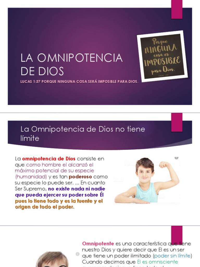 La Omnipotencia de Dios PDF Omnipotencia Concepciones de dios