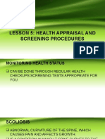 Lesson 5: Health Appraisal and Screening Procedures