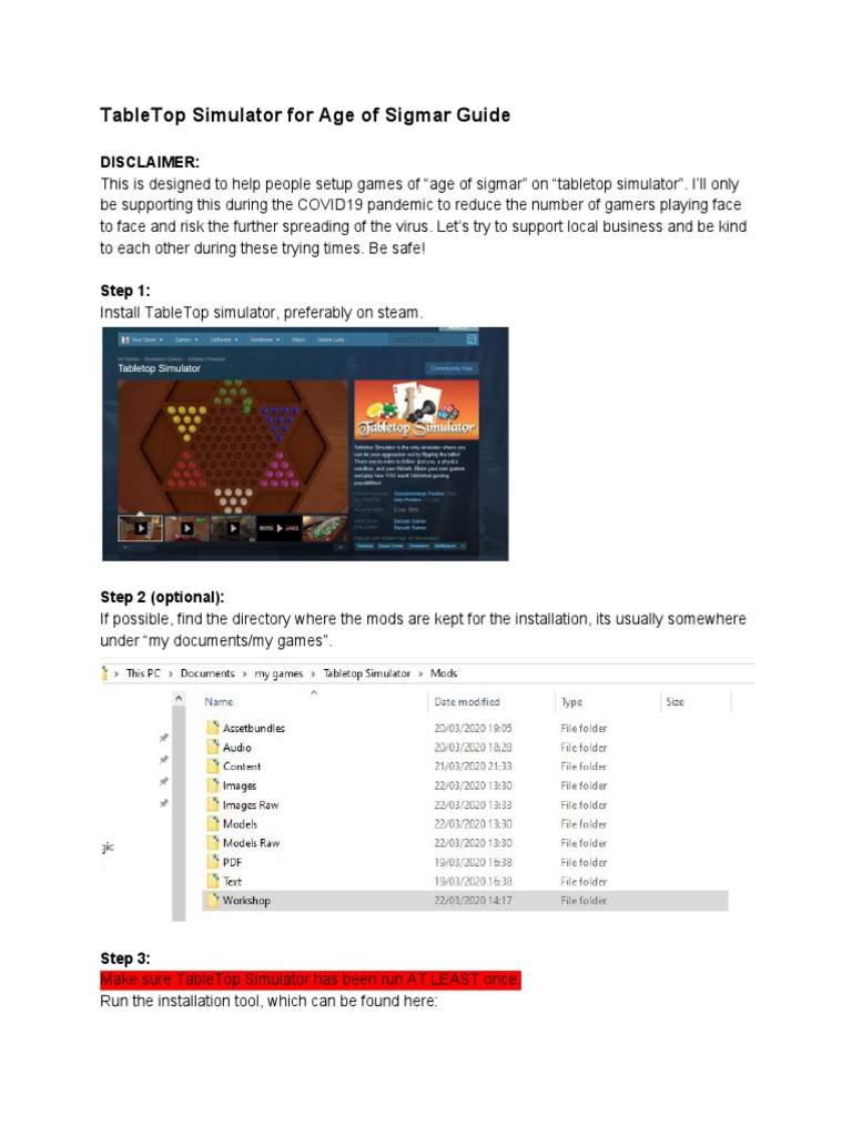 TableTop Simulator For Age of Sigmar Guide PDF Directory