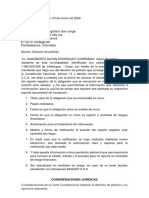 Derecho de petición sobre reporte negativo en central de riesgo