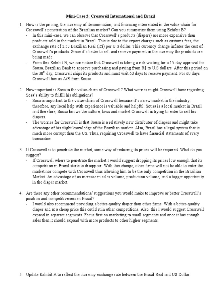 MiniCase 3 Crosswell International and Brazil PDF Fee Prices