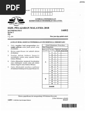 Mat Spm Jun 2018 Kertas 2 Pdf