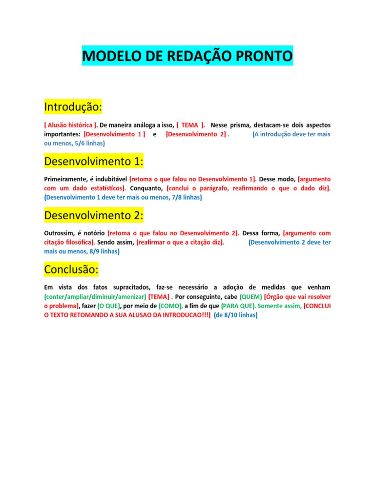 Modelo de Redação Pronta e Estruturada | PDF