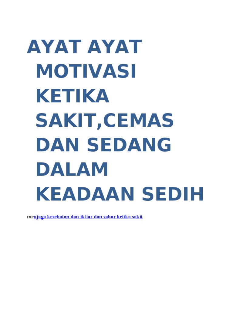  AYAT  AYAT  MOTIVASI KETIKA SAKIT  SEDIH CEMAS