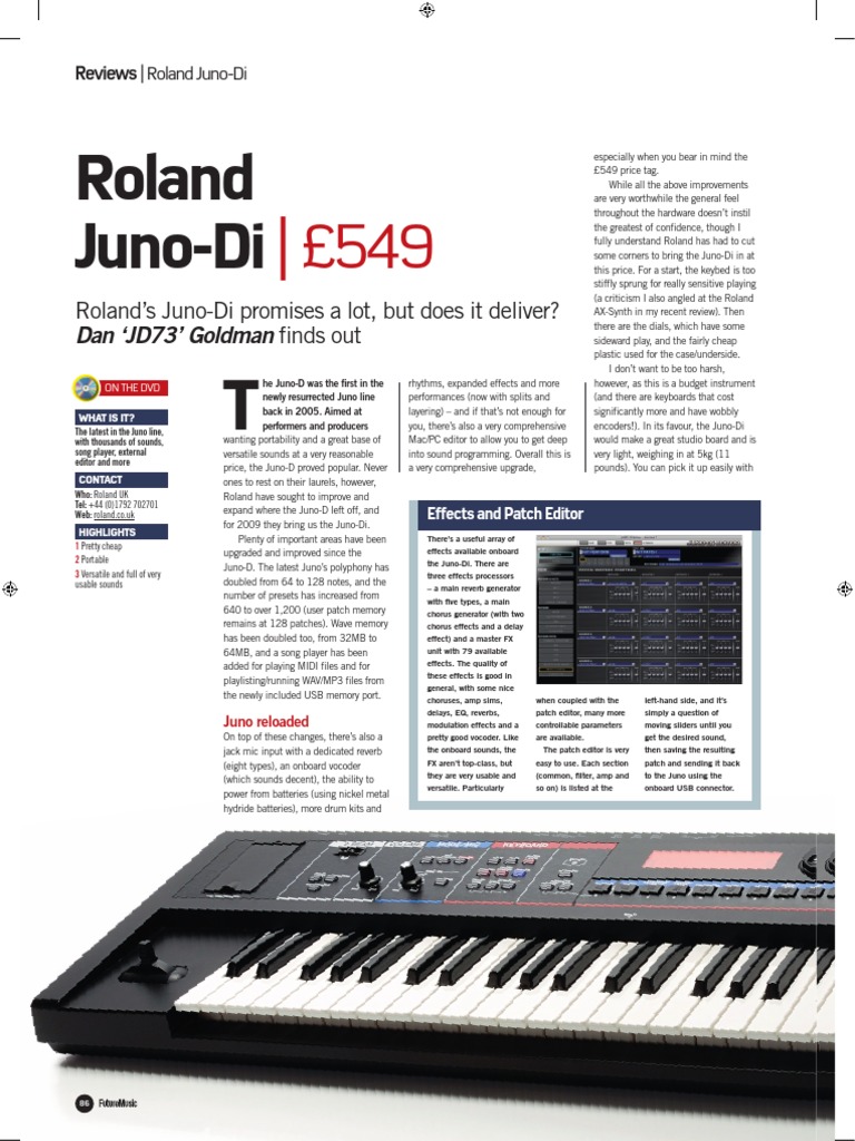 Roland Juno DI | PDF | Synthesizer | Sound Recording