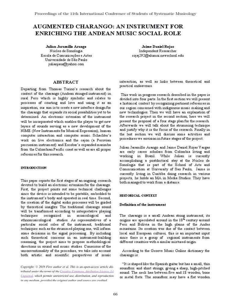 Expanding The Social Role Of The Charango Proposed Design Of An