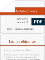 "General Methods of Teaching": EDU (301) Lecture # 08 Topic: "Educational Equity"