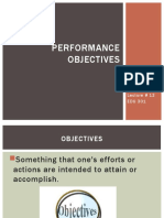 Performance Objectives: Lecture # 12 EDU 301
