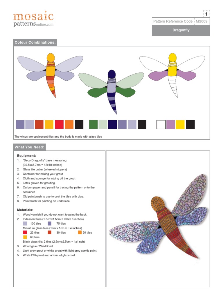 Dragonfly Pattern For Mosaic | PDF | Tile | Triangle