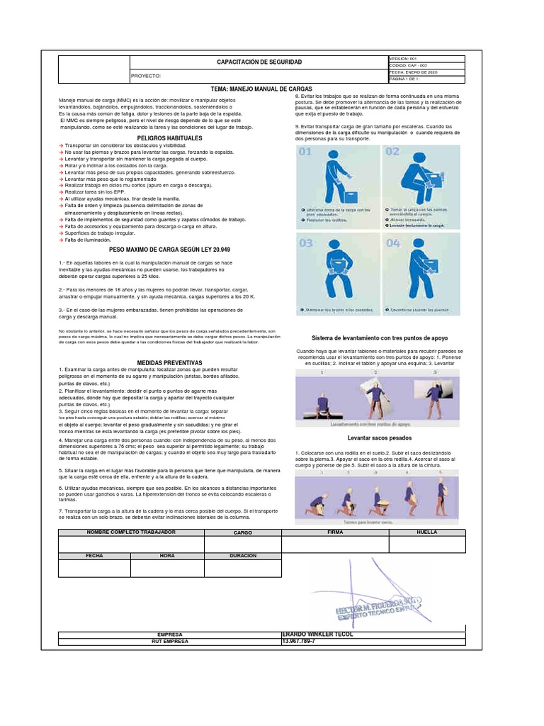 Capacitación Manejo Manual de Cargas PDF | PDF | Violencia