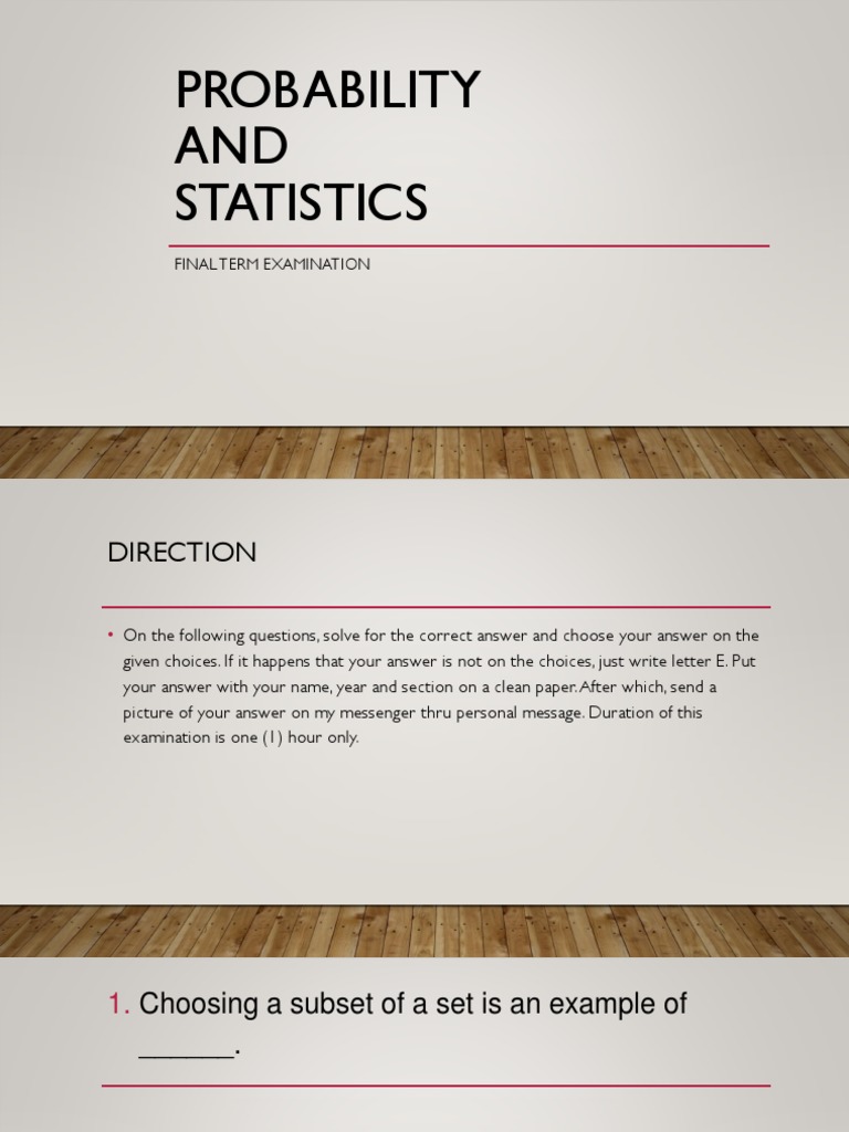 Probability and statistics final examination pdf permutation