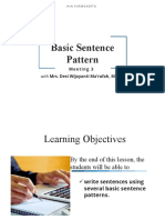 Basic Sentence Pattern: With Mrs. Desi Wijayanti Ma'rufah, M.PD