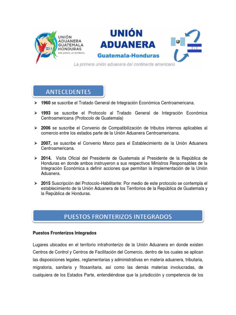 Informaciã N General Union Aduanera Guatemala Honduras PDF | PDF ...