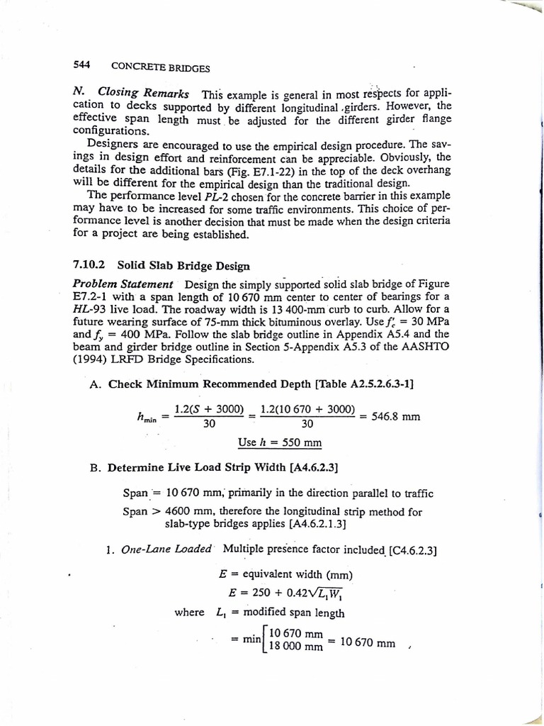 Solid Slab Bridge Design Example | PDF | Bending | Bridge