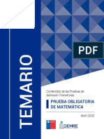 Temario PSU Matemática 
