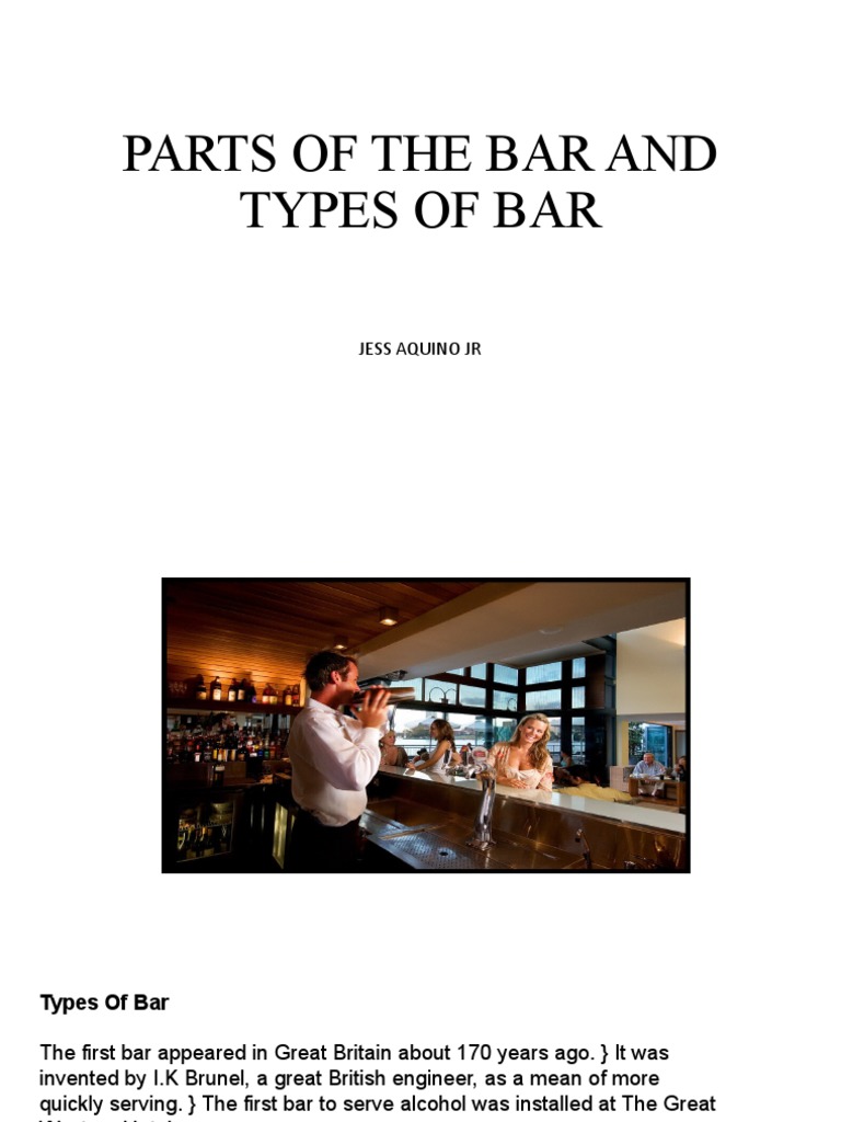 Parts of The Bar and Types of Bar PDF Bar Alcoholic Drinks