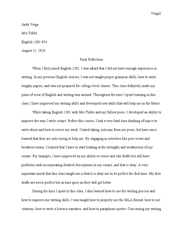 Final Reflection Essay  PDF  Essays  Cognitive Science