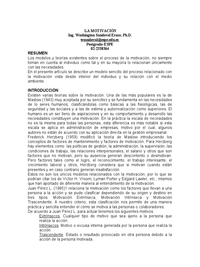 Tipos y Proceso de la Motivación | PDF | Motivación | Motivacional