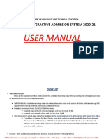 User Manual: Online Non-Interactive Admission System 2020-21