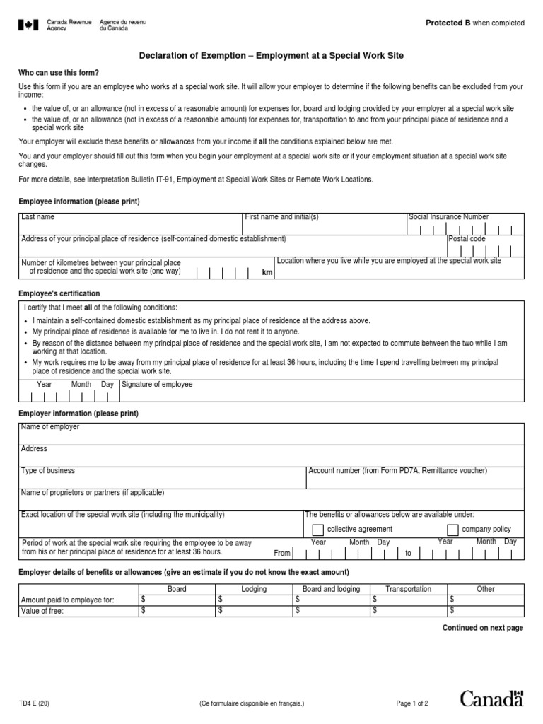 Declaration of Exemption for Special Work Sites | PDF | Employment ...