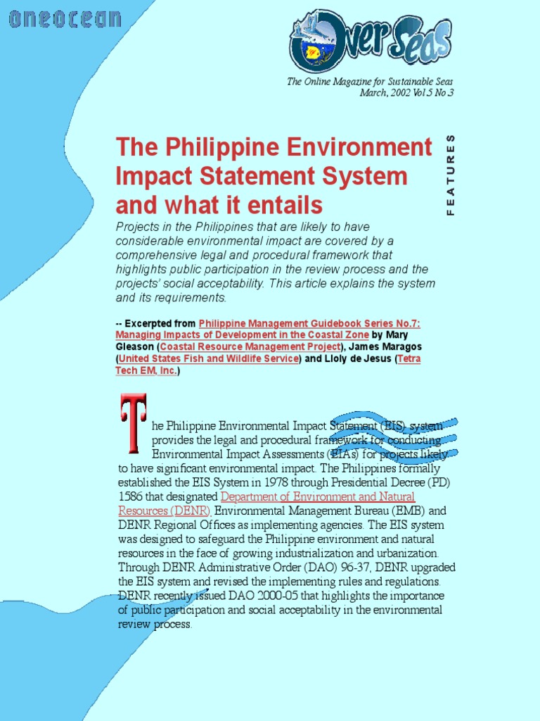 OVER SEAS, March, 2002 The Philippine Environment Impact Statement