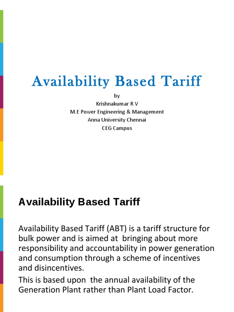 Understanding Availability Based Tariff | PDF | Electrical Grid ...
