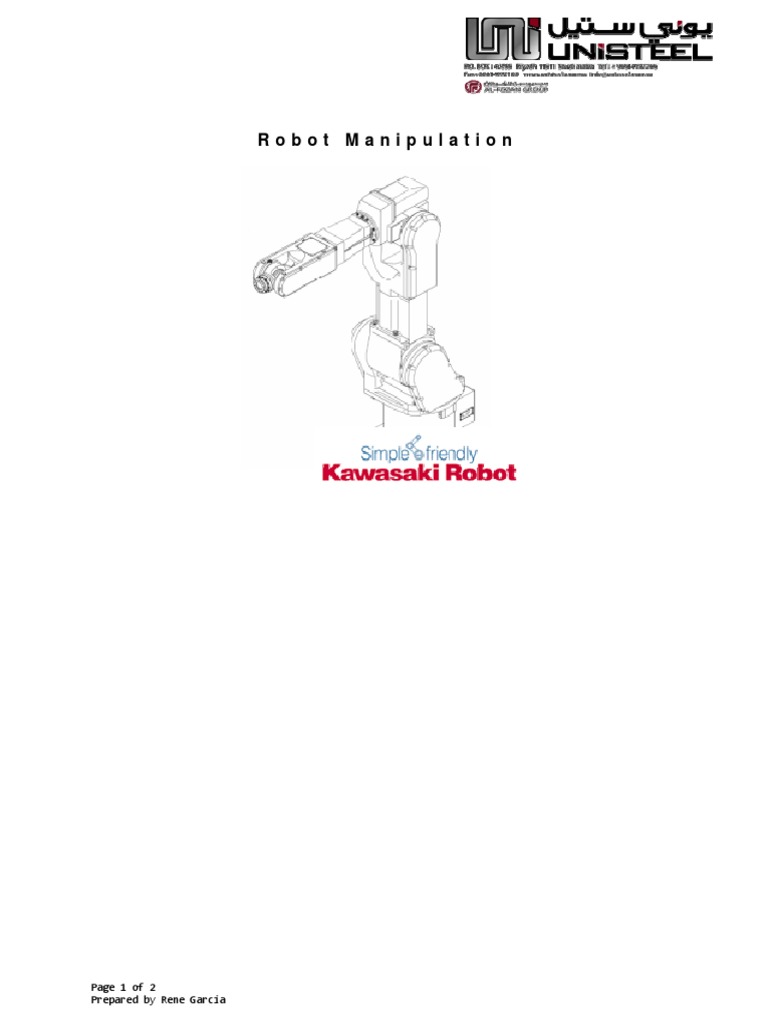 Robot Manipulation: Page 1 of 2 Prepared by Rene Garcia | PDF ...
