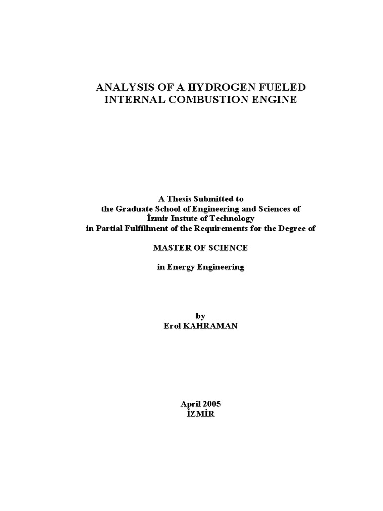 Analysis of A Hydrogen Fueled PDF | PDF | Internal Combustion Engine ...
