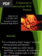 Collaborative Relationships With Parents: Merave M. Candelaria Pascual M. Osuyos Memorial High School