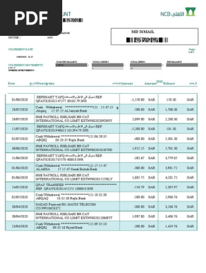 NCB BANK STATEMENT