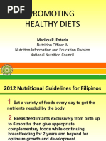 Promoting Healthy Diets: Nutrition Officer IV Nutrition Information and Education Division National Nutrition Council