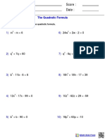 Name: Teacher: Date: Score:: M - M 6 24w + 2w - 2 0