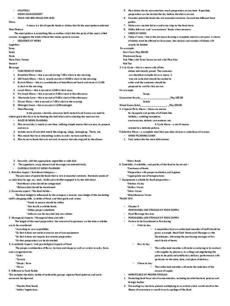 Menu Planning and Management Guide | PDF | Menu | Meal