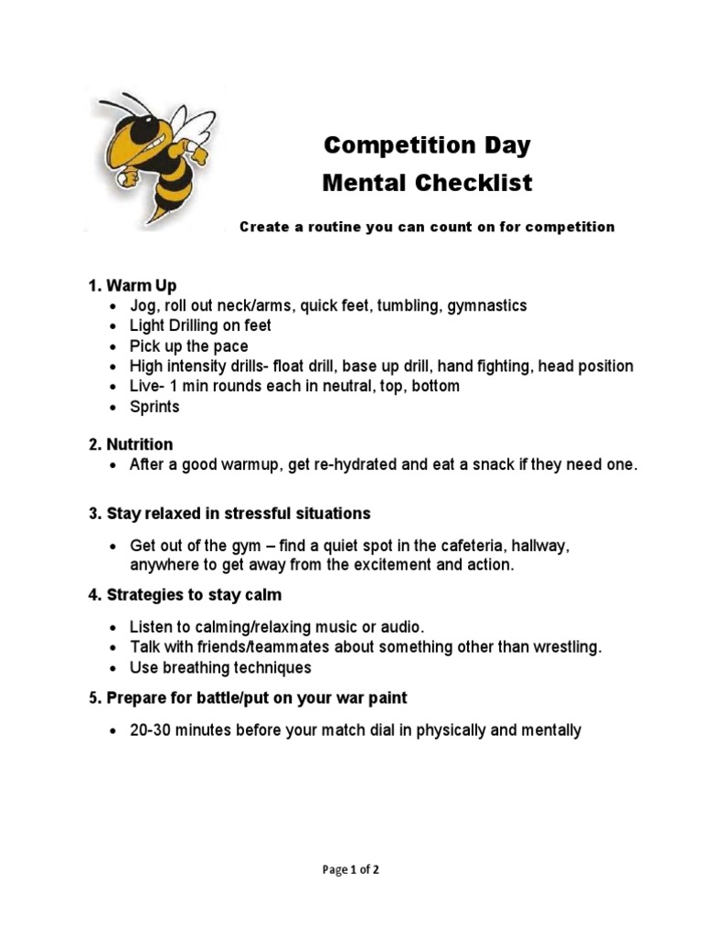 Competition Mental Checklist | PDF