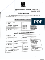 MBBS 2nd Prof and BDS 4th Year (Supply) Remaining Exam Revised Time Table (July 2020)