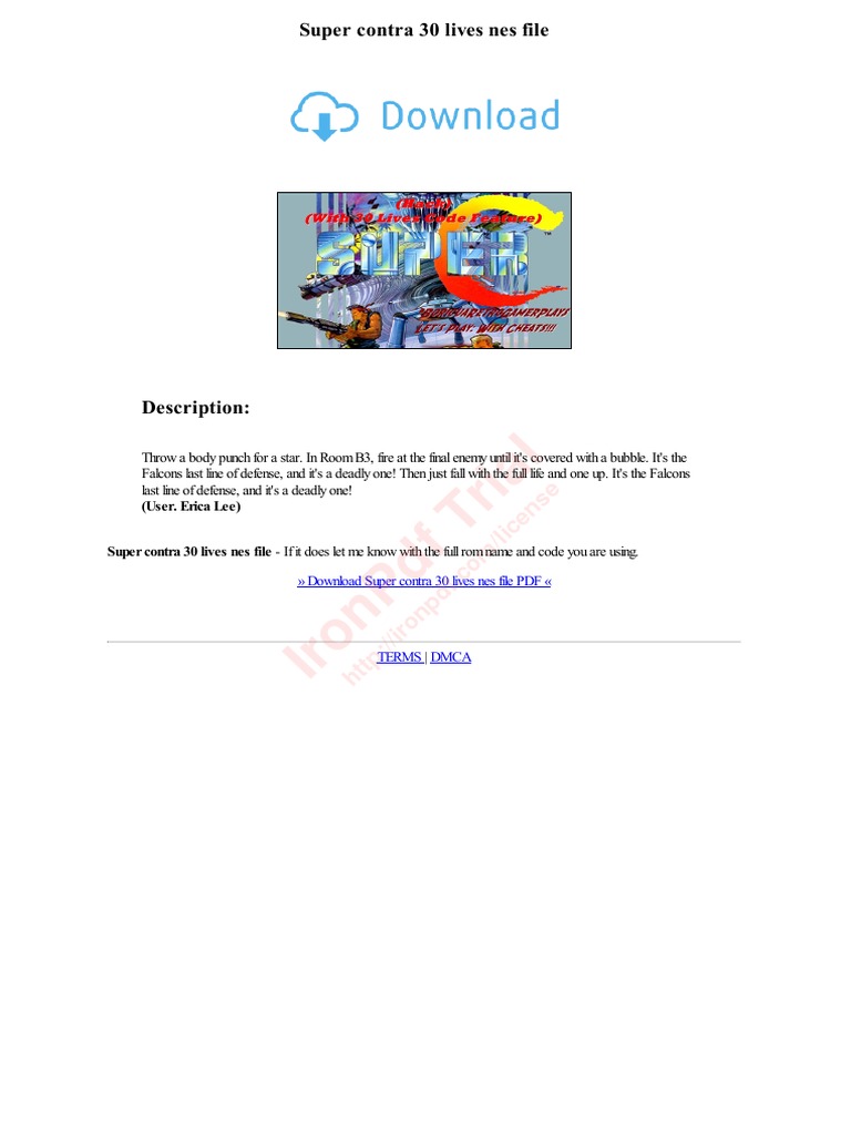 Ironpdf Trial: Super Contra 30 Lives Nes File PDF