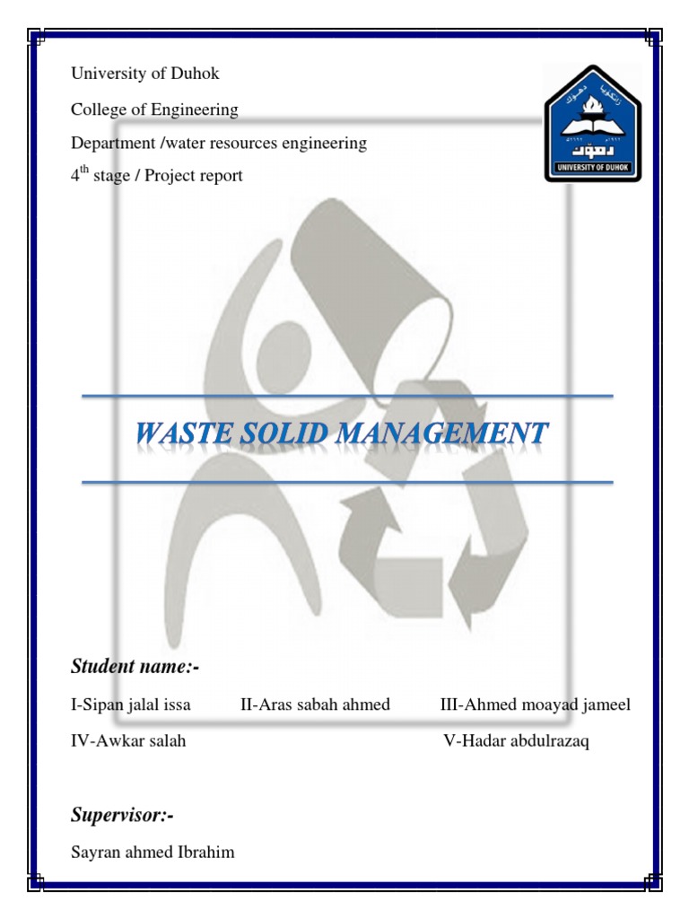 Duhok University Waste Management Project Report | PDF | Waste ...