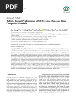 Research Article: Ballistic Impact Performance of Sic Ceramic-Dyneema Fiber Composite Materials