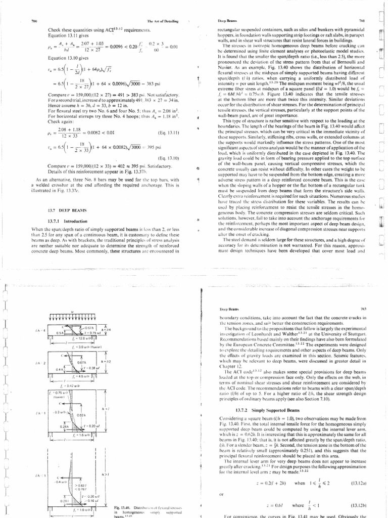 Deep Beams - Park & Paulay - Reinforced Concrete Structure | PDF | Beam ...