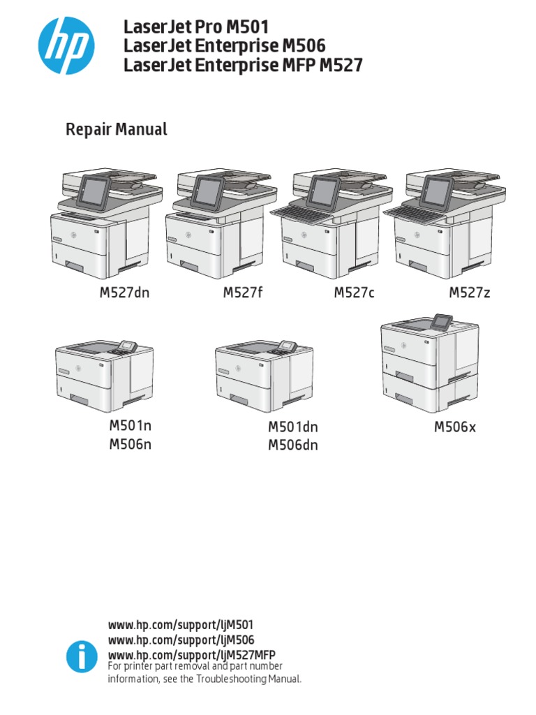 HP Laserjet M501-M506-M527MFP Repair Manual TOC | PDF | Office