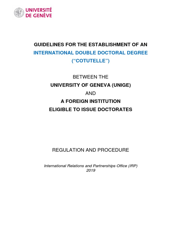 Guidelines For The Establishment of An: International Double Doctoral ...