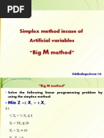 Simplex Method Incase of Artificial Variables " "